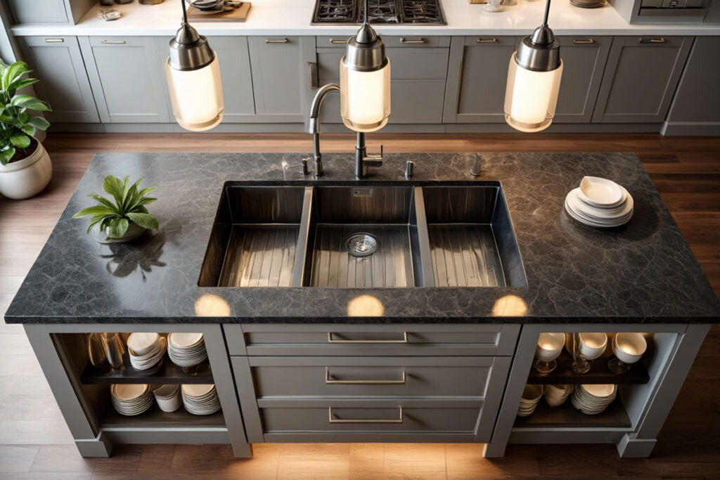 سینک گرانیتی در چیدمان آشپزخانه