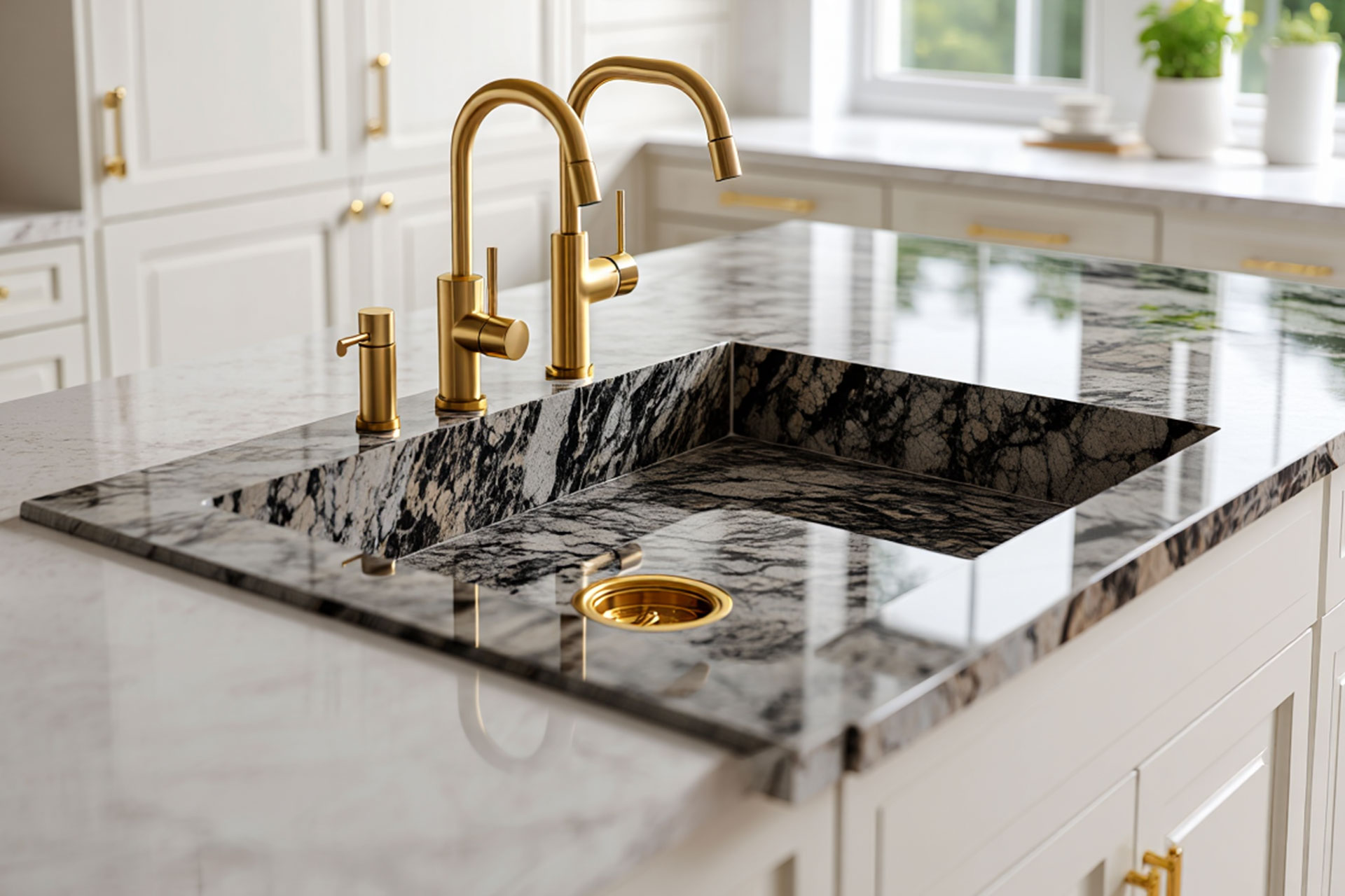 سینک گرانیتی براق؛ جلوه ای درخشان و مدرن برای آشپزخانه شما